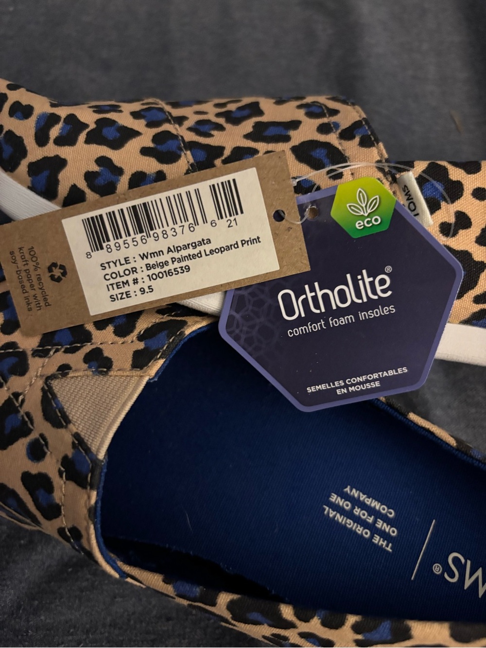 Toms Leopard Print Slip-On Flats - Beige and Blue - Picture 3 of 3